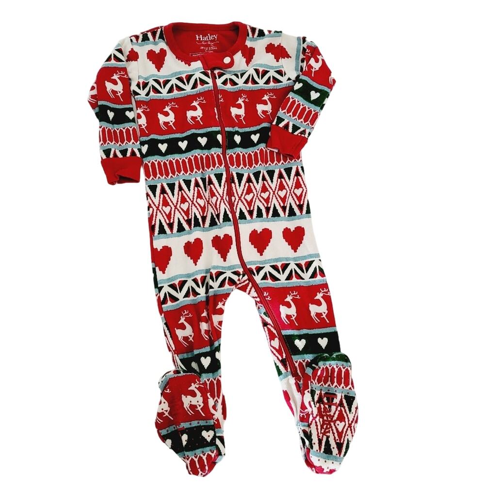 9-12M Hatley reindeer footed zip up one piece